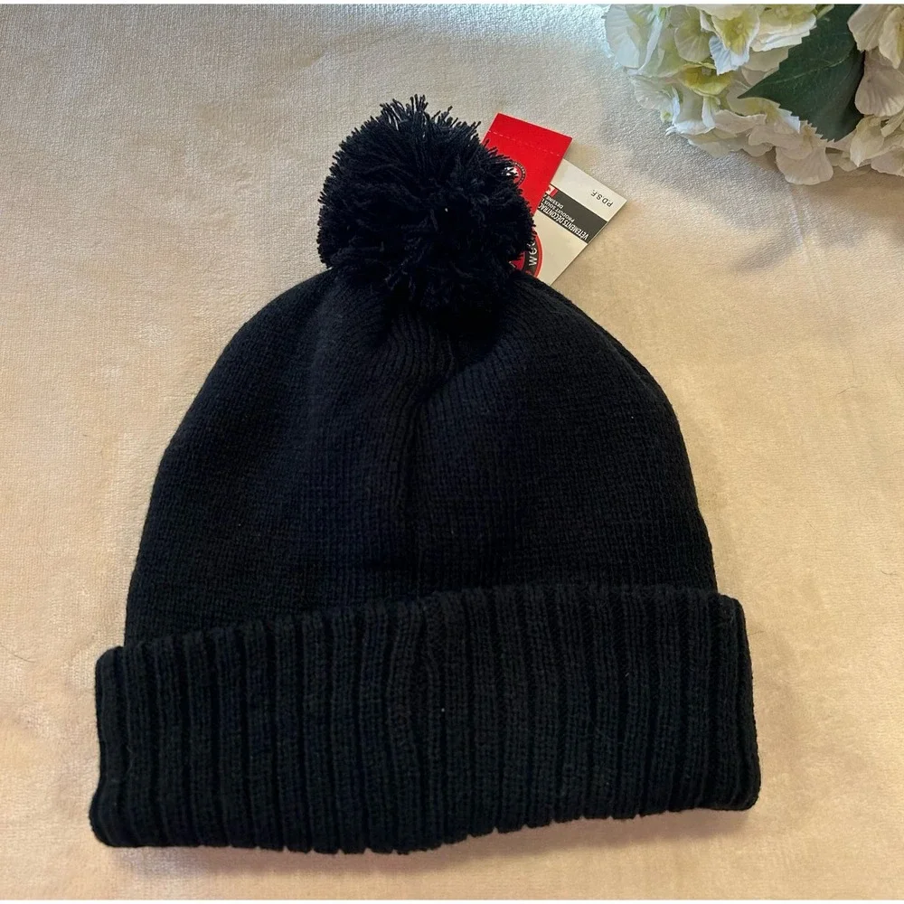 CANADA WEATHER GEAR Black Fleece Lined Logo Beanie Winter Hat